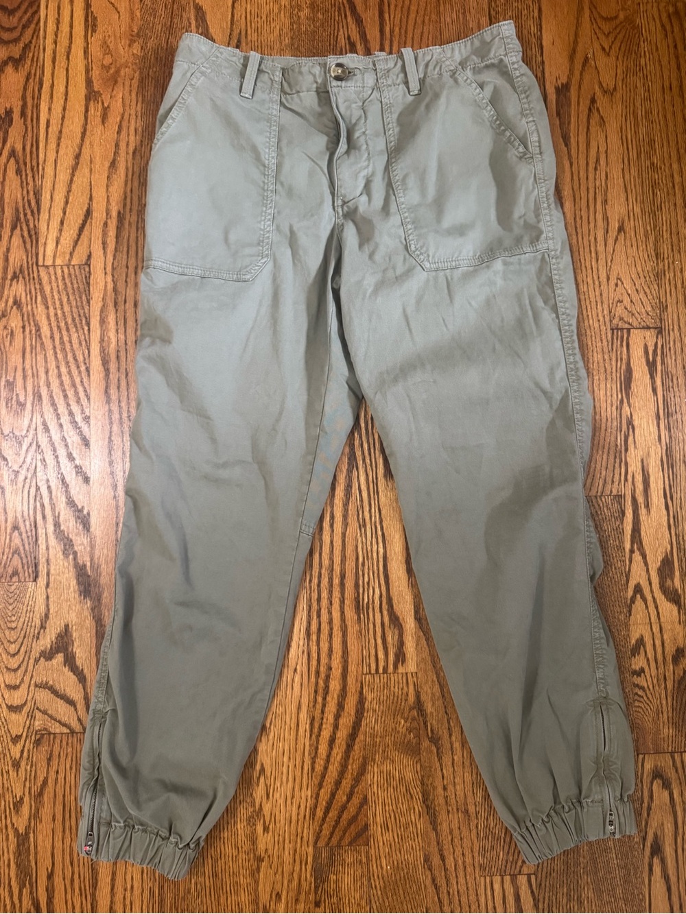 Quince Size 6 Olive Green Utility Jogger Pants Organic Cotton Zip Ankle
